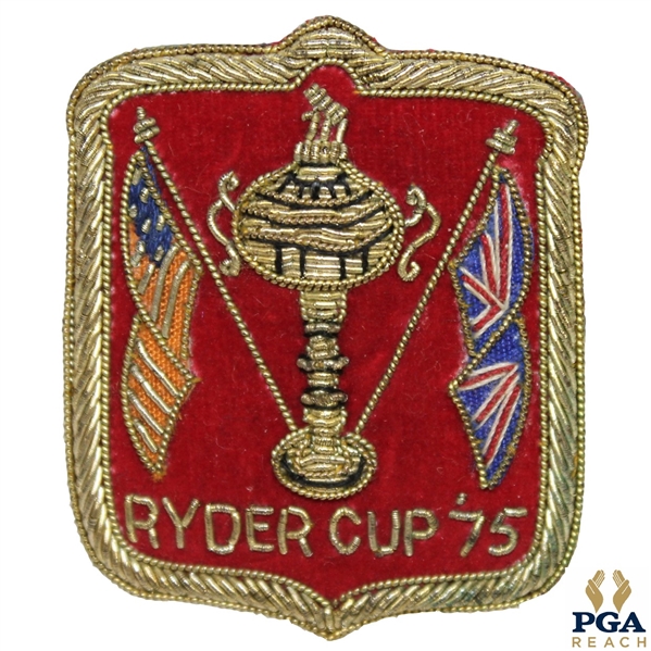 1975 Ryder Cup @ Laurel Valley Crest Shield Player Blazer Patch - Red With Gold Piping - Small