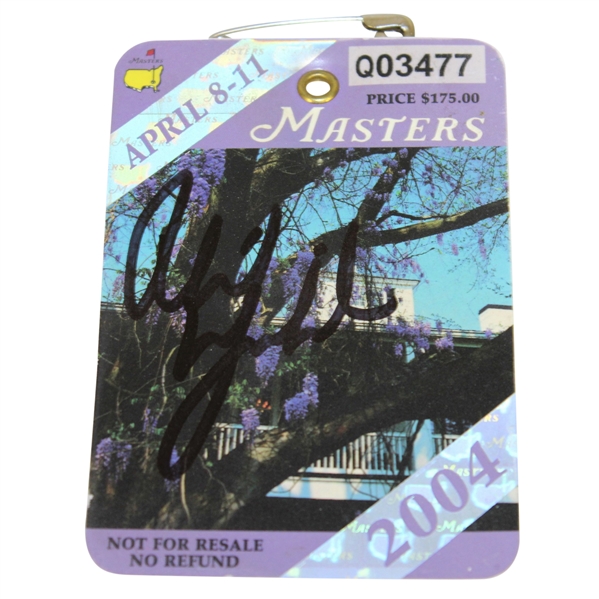Phil Mickelson Signed 2004 Masters Tournament Badge #Q03477 - First Green Jacket JSA ALOA