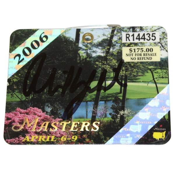 Phil Mickelson Signed 2006 Masters Tournament Badge #R14435 - Second Green Jacket JSA ALOA