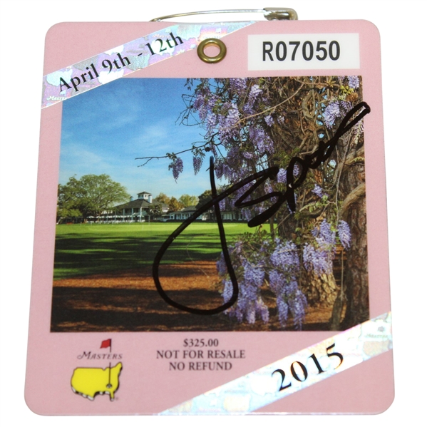 Jordan Spieth Signed 2015 Masters Badge #R07050 - Great Signature FULL JSA #Z00684