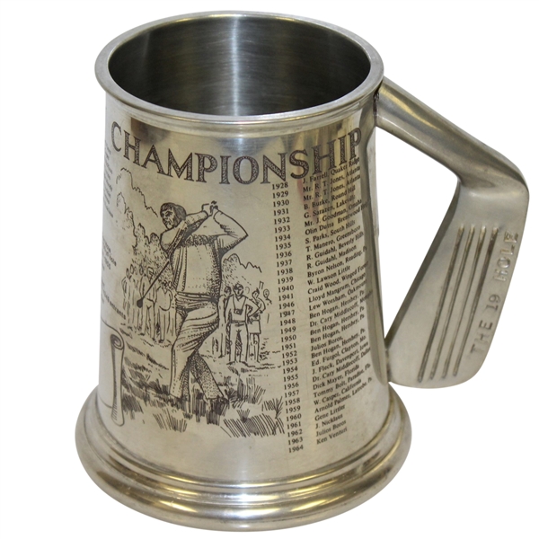 19th Hole American Open Championship Pewter Golf Tankard - US Open Winners Listed
