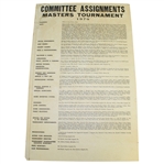 1979 Masters Tournament Committee Assignments Poster - All Officers/Rules/Chairmen and more