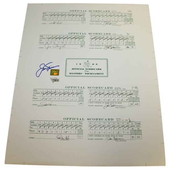 Jack Nicklaus Signed Scorecards From The 1986 Masters - Fanatics/Golden Bear Authentication Stickers