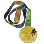Justin Rose Winner Signed Replica 2016 Rio Olympics Gold Medal with Ribbon JSA #T98797