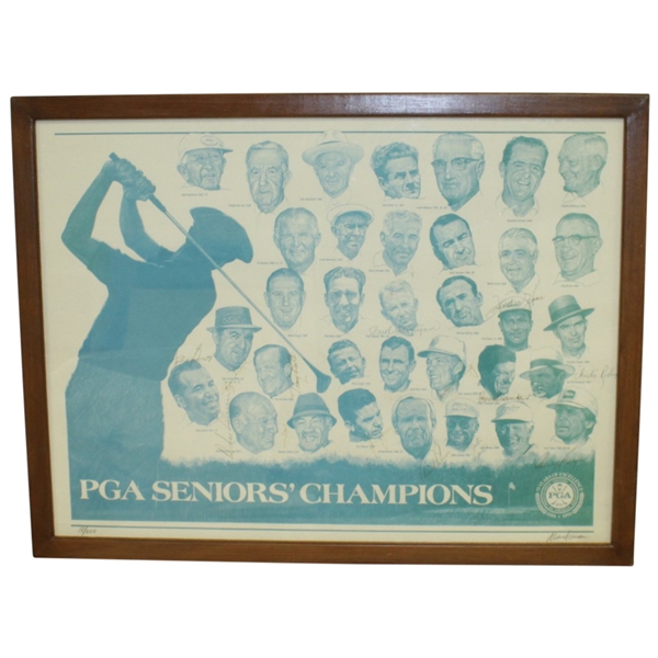 Ltd Ed PGA Seniors Champions Signed by 16 - Palmer, Snead, Runyan, & others #18/200 JSA ALOA