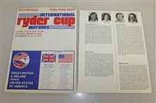 1975 Ryder Cup at Laurel Valley Package - Tickets, Program, Scorecard, Pairing Sheet