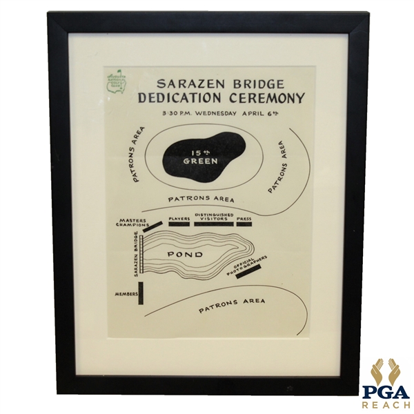 Official Augusta National Golf Club 1955 Sarazen Bridge Dedication Ceremony Map Layout