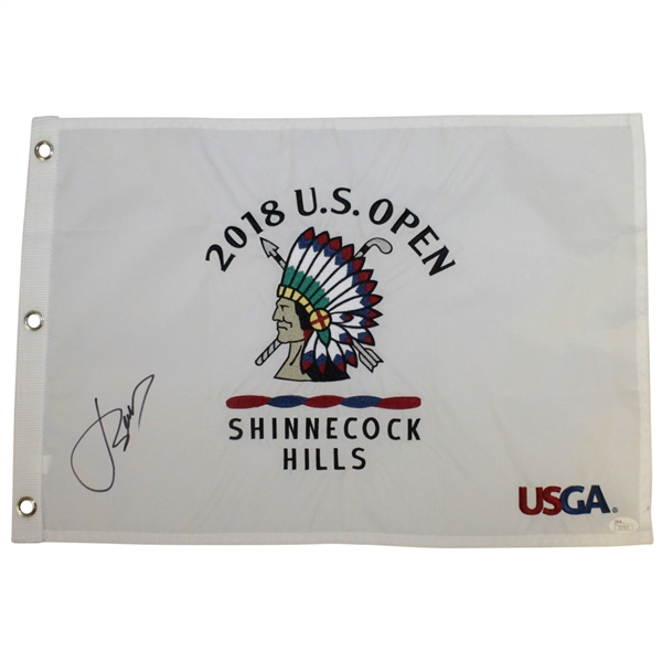 Jordan Spieth Signed 2018 USD Open at Shinnecock Hill Embroidered Flag FULL JSA #Z27623