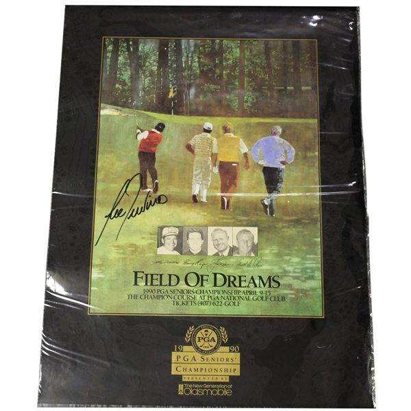 Lee Trevino Signed 1990 PGA Seniors Championship Field of Drams Poster JSA ALOA