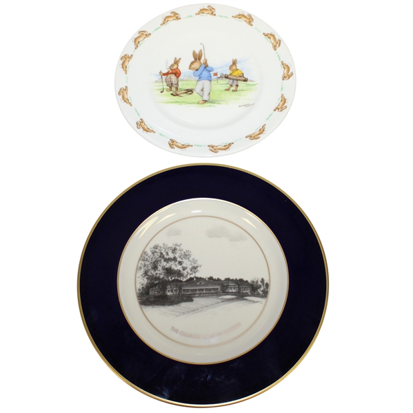 The Country Club of Florida Pickard Plate with Royal Doulton Bunnykins Plate