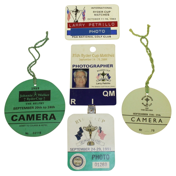 Five Misc. Ryder Cup Matches Badges - 1983, 1985, 1989, 1991, & 2004