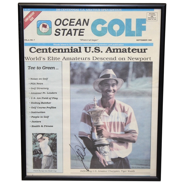 Tiger Woods Signed 1995 Ocean State Golf Magazine Cover - September - Framed JSA ALOA