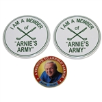 A Tribute to Arnold Palmer Coin with Two I Am A Member of Arnies Army Pins