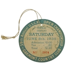 1935 US Open at Oakmont CC Saturday Final Rd Ticket #2974 with Original String - Sam Parks Winner