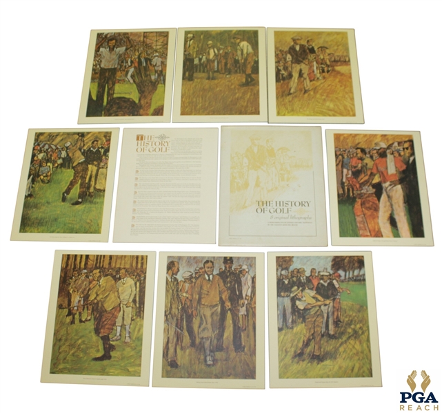 Complete 1966 Set of The History of Golf with 8 Original Lithographs in Original Package
