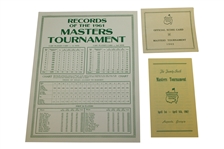 1962 Masters Lot - Scorecard, Records Sheet, Pamphlet, Pairing Sheets, & Misc. Correspondence