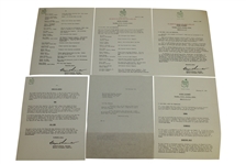 1962 Masters Lot - Scorecard, Records Sheet, Pamphlet, Pairing Sheets, & Misc. Correspondence