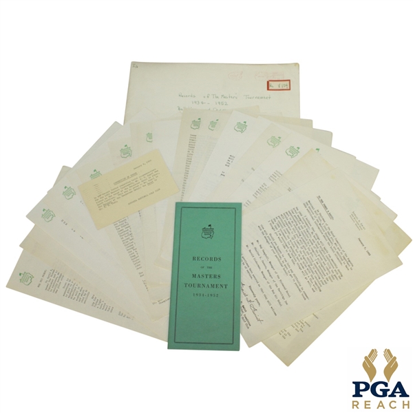 1953 Masters Lot - Records Booklet & Misc. Correspondence