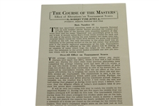Three 'The Course of the Masters' Articles by Robert T. (Bobby) Jones, Jr. about Augusta National