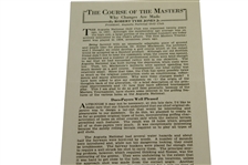 Three 'The Course of the Masters' Articles by Robert T. (Bobby) Jones, Jr. about Augusta National