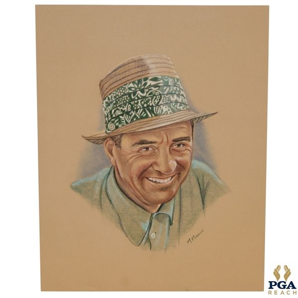 Sam Snead Ryder Cup Captain Pastel Drawing Signed by Artist M. Mullins