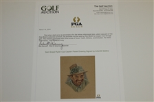 Sam Snead Ryder Cup Captain Pastel Drawing Signed by Artist M. Mullins