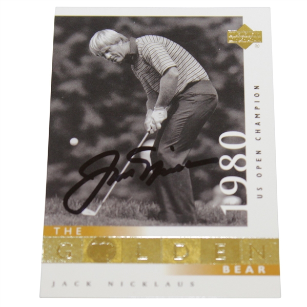 Jack Nicklaus Signed Upper Deck The Golden Bear 1980 US Open Golf Card JSA ALOA