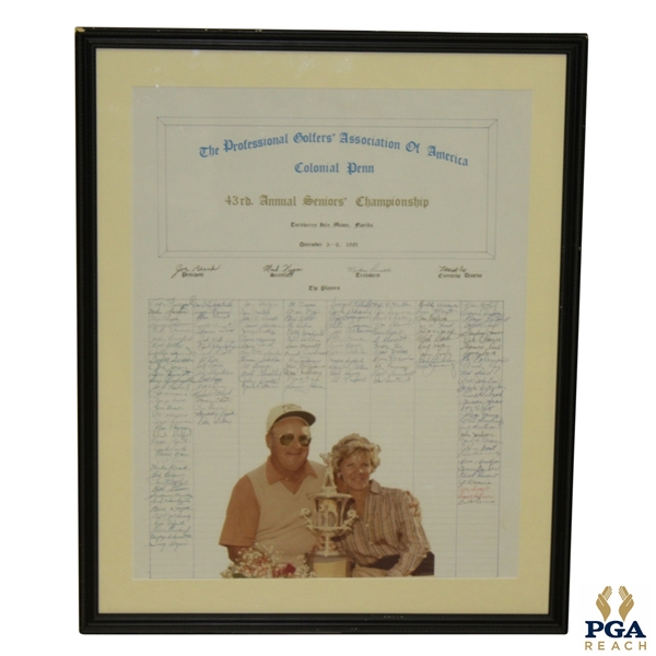 1981 Senior PGA Championship at Turnberry Isle Signed Player Registration List - Palmer & Others JSA ALOA