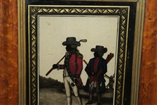 Vintage Painted Depiction of Golfers In Holland on Glass