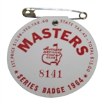 1964 Masters Tournament Series Badge #8141 - Palmers 4th & Final Green Jacket!