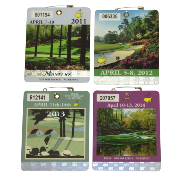 2011, 2012, 2013 & 2014 Masters Tournament Series Badges - Schwartzel & Watson Wins