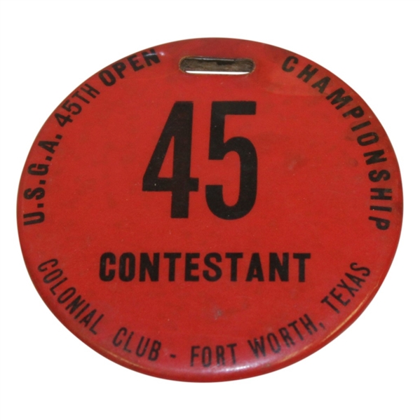 1941 US Open at Colonial Country Club Contestants Bag Tag - Craig Wood Winner
