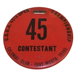 1941 US Open at Colonial Country Club Contestants Bag Tag - Craig Wood Winner