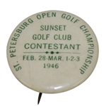 1946 St. Petersburg Open Contestants Badge - Ben Hogan Winner
