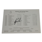 Tiger Woods Signed 2001 Masters Tournament Final Rd Sunday Pairing Sheet JSA ALOA