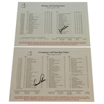 Arnold Palmer & Mike Weir Signed Masters Sunday Pairing Sheets - 2002 & 2003 JSA ALOA