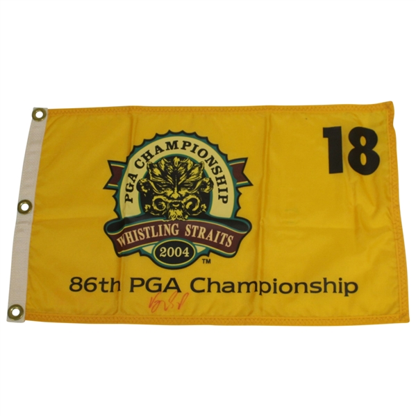Vijay Singh Signed 2004 PGA Championship at Whistling Straits Yellow Flag JSA ALOA
