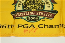 Vijay Singh Signed 2004 PGA Championship at Whistling Straits Yellow Flag JSA ALOA