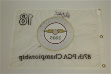 Phil Mickelson Signed 2005 PGA Championship at Baltusrol White Embroidered Flag JSA ALOA