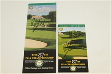 Phil Mickelson Signed 2005 PGA Championship at Baltusrol Pairing Guides with Embroidered Flag JSA ALOA