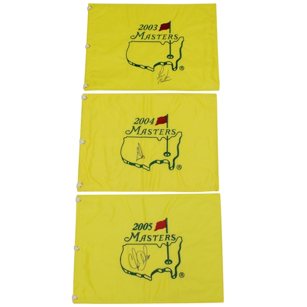 2003, 2004 & 2005 Masters Tournament Flags Signed By Runner Ups JSA ALOA