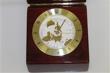 2001 Masters Wooden Opening Clock w/ World Time Dial & Augusta National Clubhouse