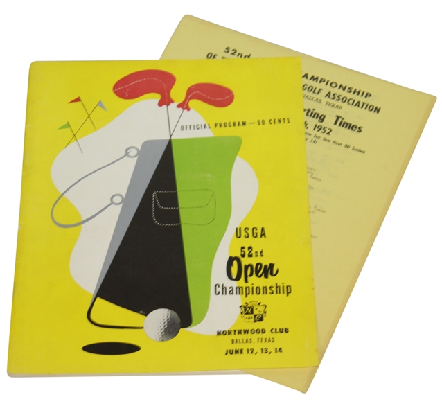1952 US Open Championship at Northwood CC Program & Pairing Sheet - Julius Boros Winner