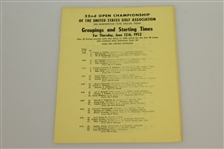 1952 US Open Championship at Northwood CC Program & Pairing Sheet - Julius Boros Winner