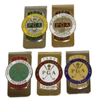 PGA Championship Money Clips / Badges - 1980, 1981, 1983, 1985 & 1986
