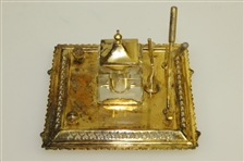 Golf Themed Vintage Inkwell With Crossed Clubs, Flagsticks & Gutty Balls - Ornate Design