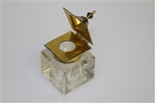 Golf Themed Vintage Inkwell With Crossed Clubs, Flagsticks & Gutty Balls - Ornate Design