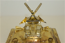 Golf Themed Vintage Inkwell With Crossed Clubs, Flagsticks & Gutty Balls - Ornate Design