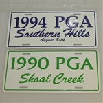 1990 & 1994 Official PGA Championship License Plates - Shoal Creek & Southern Hills