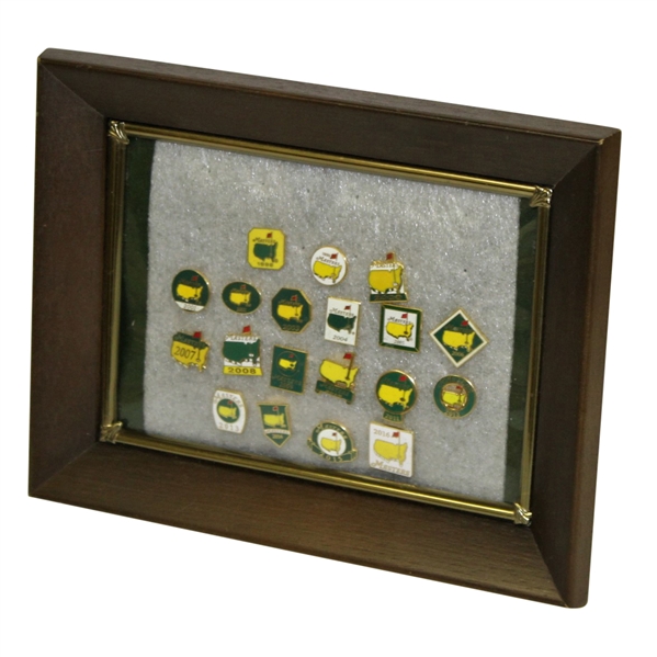 Masters Tournament Employee Pins (19) In Framed Piece - Run of 1998-2016